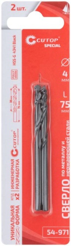 Сверло по металлу Special, HSS-G, 4x75/38 мм, 2 шт. | код 54-971 | FIT фото 3