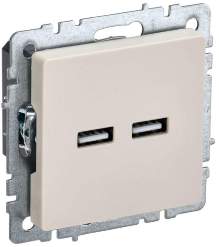 Розетка BRITE USB A+A 3.1А РЮ10-1-БрКр беж. | код. BR-U21-D31-K10 | IEK Розетка BRITE USB A+A 3.1А РЮ10-1-БрКр беж. | код. BR-U21-D31-K10 | IEK