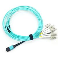 Сборка кабельная MPO-12LC, 12 волокон OM3, низкие потери, LSZH, 1 м, аква | код LAN-12M-12LC/OM3-1.0 | LANMASTER