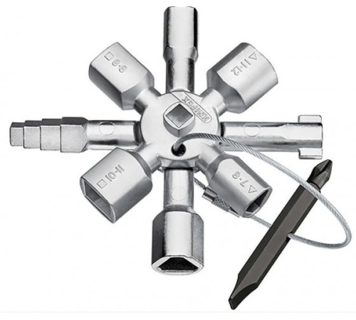 TwinKey 8-лучевой крестовой ключ для стандартных шкафов и систем запирания, L-92 мм, | код KN-001101 | KNIPEX