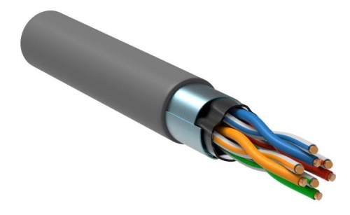 Кабель связи витая пара F/UTP экранир. (24AWG) кат.5е 4х2х0.52 ож PVC (305м) сер. (м) ITK LC1-C5E04-311