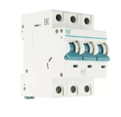Автоматический выключатель ВА 47-100_3 полюса 20А ток к.з.10кА хар-ка С ESQ | код 14.03.03.000029 | ESQ