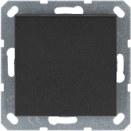Выключатель одноклавишный проходной 10A 250V~ с накладкой, цвет Антрацит | код G3012B | Jasmart