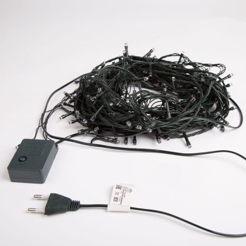 Гирлянда "ТВИНКЛ ЛАЙТ" (с контроллером) встроен. 120LED 15м 10Вт 220В мульти. провод темн.-зел. ПВХ | код 303-059 | Neon-Night