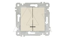 Rita - Выключатель двухклавишный с подсветкой, пруж. зажимы, сл.кость | код 2200-426-0102 | Mutlusan