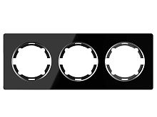 Рамка горизонтальная стеклянная тройная, цвет чёрный | код 2234941 | OneKeyElectro