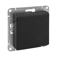 Розетка СП Эпика 16А IP44 с заземл. защ. шторки с крышкой механизм черн. EKF UP1-SOB-111-44