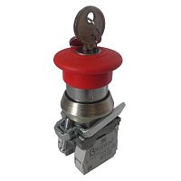 Выключатель Briswik КЕ 211/1м -С красный 2но+0нз Гриб Ключ с фикс IP66 УХЛ2 10А | код aT-PV-6Ai-0222 | Briswik