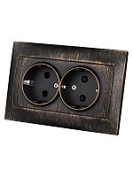 Розетка двойная 2П+З 16А 250В с защ. шт. старинная бронза Лама TDM | код SQ1815-0754 | TDM