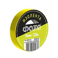 Изолента ПВХ ФАZА 15мм * 20м желтая, ФАZА | код 5025608 | JazzWay