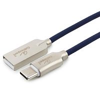 Кабель USB 2.0 Cablexpert CC-P-USBC02Bl-1.8M, AM/Type-C, серия Platinum, длина 1.8м, синий, нейлоновая оплетка, блистер | код CC-P-USBC02Bl-1.8M | Cablexpert