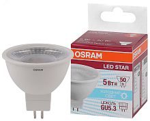 Лампа светодиодная LED 5Вт GU5.3 5000К 400лм 230V CL MR16 (замена 50Вт) OSRAM LS | код 4058075481190 | LEDVANCE