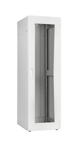 Шкаф напольный серии Lite 19, 18U, стеклянная дверь, Ш600хВ900хГ800мм, в разобранном виде, серый | код TFI-186080-GMMM-GY | TLK