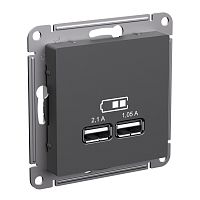 ATLASDESIGN USB РОЗЕТКА A+A, 5В/2,1 А, 2х5В/1,05 А, механизм, БАЗАЛЬТ | код ATN001433 | Systeme Electric
