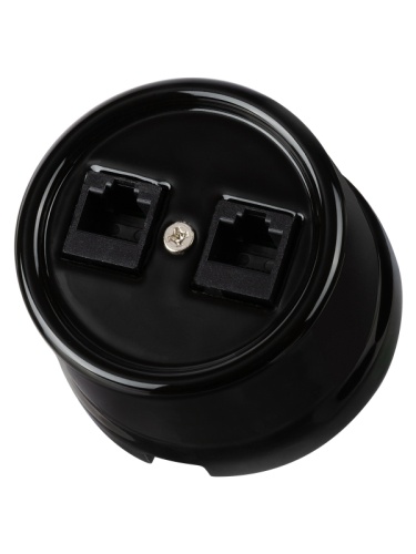 Розетка двойная компьютерная RJ45 черная «Болонь» TDM | код SQ1820-0251 | TDM