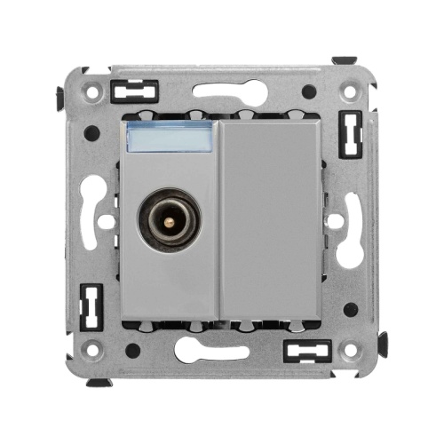 Розетка TV проходная в стену, Avanti, Закаленная сталь | код 4404513 | DKC Розетка TV проходная в стену, Avanti, Закаленная сталь | код 4404513 | DKC