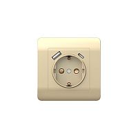(NEW3-E) Розетка с/з со шторками, 16А+ USB двойная A+С, 5В/2,1А, шампань | код 431453 | CHINT