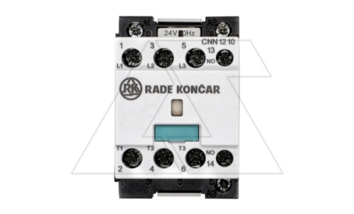 Контактор CNN 12 10 24V 50Hz, 3P, 12A/(25A по AC-1), 5.7kW(400VAC), 24VAC, 1NO | код EAC603145 | Rade Koncar