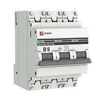Автоматический выключатель 3P 5А (D) 4,5kA ВА 47-63 PROxima | код  mcb4763-3-05D-pro | EKF