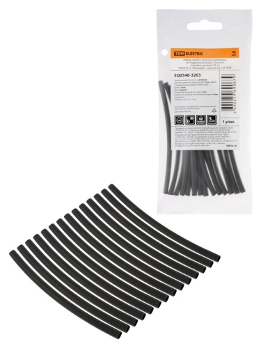 Набор трубок термоусаживаемых, клеевых Моноцвет, черный 3,2/1,0 TDM | код SQ0548-3203 | TDM