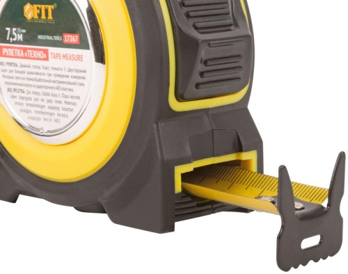 Рулетка прорезиненный корпус, двойной стопор ''Техно'' 7,5 м x 25 мм | код 17267 | FIT фото 4 Рулетка прорезиненный корпус, двойной стопор ''Техно'' 7,5 м x 25 мм | код 17267 | FIT фото 4