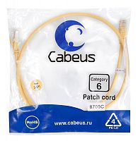 Cabeus PC-UTP-RJ45-Cat.6-1m-YL Патч-корд U/UTP, категория 6, 2xRJ45/8p8c, неэкранированный, желтый, PVC, 1м | код 8705c | Cabeus