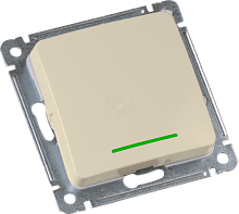 MASTER Переключатель одноклавишный с индикацией, скрытой установки, в рамку, слоновая кость | код ВС10-462-01 | HEGEL