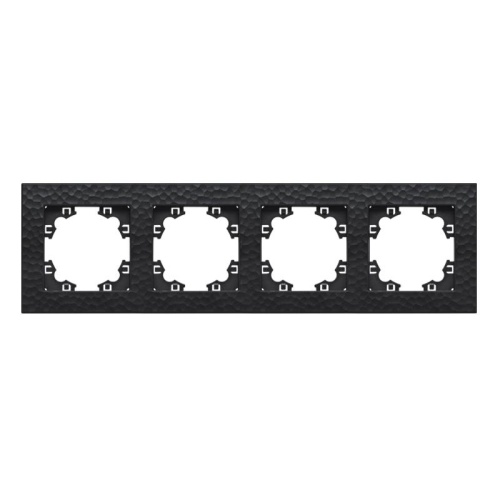 Рамка фактурная 4 поста универсальная UNIVersal Афина графит (еврослот) | код A10046-Gr | Universal