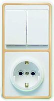 Блок БКВР-032 Бэлла (2-кл. выкл. + розетка с заземл.) зол. Кунцево 5832