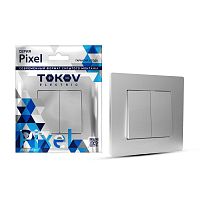 Выключатель 2-кл. СП Pixel 10А IP20 в сборе алюм. | код TKE-PX-V2F-C03 | TOKOV ELECTRIC