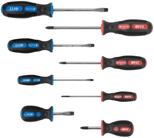 Отвертки ''Универсал'' Профи, CrV сталь, прорезиненные ручки, в чемоданчике, набор 8 шт | код 56042 | FIT фото 2