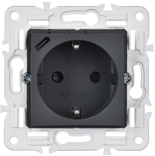 SKANDY Роз. с з/к/ш 16А с USB C 18Вт SK-R17G граф. IEK | код SK-R14-16-U14-018-K53 | IEK фото 2 SKANDY Роз. с з/к/ш 16А с USB C 18Вт SK-R17G граф. IEK | код SK-R14-16-U14-018-K53 | IEK фото 2