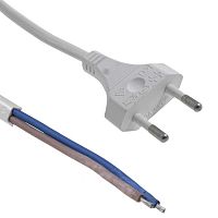 Шнур сетевой 2-х полюсный RUICHI, вилка прямая CEE7/16 - без оконцевания, 1.5 м, 2x0.5 мм2, белый | код 112900 | Ruichi