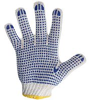 Перчатки х/б с нанесением ПВХ ( Точка ), 4 нити, 63-65 г, 7,5 класс вязки | код 09-0212 | REXANT