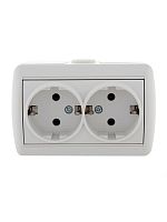 Розетка 2-м ОП Ната 16А IP20 с заземл. керамика бел. LEZARD 710-0200-127