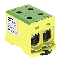 Клемма Morek OTL240-2 желто-зеленая, 2xAl/Cu 35_240mm?, 425(CU)/380(AL)A на клемму, 1000V, винтовые зажимы | код MAA2240Y10 | MOREK