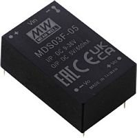 Источник питания DC-DC, 3Вт, вход 24,48В (18…75В) DC, потребление без/под нагр. 15мА/160мА, выход 12В/250мА, КПД 80%, ёмкостная нагр. макс. 47мкф, изоляция 6000В DC/4200В AC, в корпусе 31.8х20.3х12.2мм, -40…+90С | код MDS03G-12 | MeanWell С