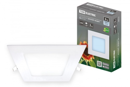 Светильник ультратонкий встраиваемый светодиодный Даунлайт квадрат СВО (белый) 3 Вт 4000К TDM | код SQ0329-0116 | TDM