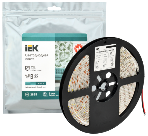 Лента светодиодная 5м LSR-2835NW120-9,6-IP65-12В | код LSR1-0-120-65-3-05 | IEK фото 2