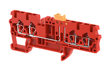 Клемма проходная пружинная 2,5 мм2 с размыкателем на 4 подключения, красная SQK2.5-2X2-RED | код 2102150002 | Elmex