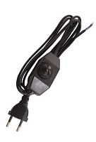 Шнур с плоской вилкой и светорегулятором ШУ05С2 (200Вт, RL) ШВВП 2х0,75мм2 2м. черный TDM | код SQ1305-0052 | TDM