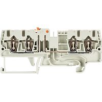 Клемма с ножевым размыкателем, 4 точки подключения, тип фиксации провода: пружинный, номинальное сечение: 2,5 мм кв., 20A, 630V, ширина: 5 мм, цвет: серый, тип монтажа: DIN 35 | код 56.703.5555.0 | Wieland