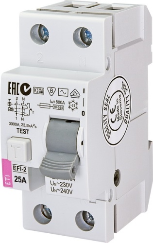 Реле дифференциальное (УЗО) EFI-2 25/0,03 тип AC (10kA) | код 002062122 | ETI