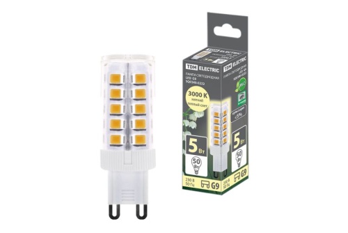 Лампа светодиодная G9-5 Вт-230 В-3000 К, SMD, 16x49 мм TDM | код SQ0340-0222 | TDM Лампа светодиодная G9-5 Вт-230 В-3000 К, SMD, 16x49 мм TDM | код SQ0340-0222 | TDM