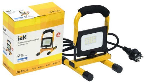 Прожектор светодиодный СДО 06-20П 6500К IP65 переносной черн. | код LPDO603-020-65-K02 | IEK