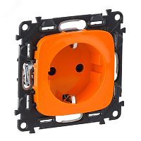Valena ALLURE Розетка силовая 2К+З 16А 250В со шторками безвинтовые зажимы с лицевой панелью Оранжевая | код 754981 | Legrand