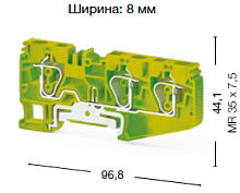 337 220, Пружинная клемма серии SRD 6ET (Желто-Зеленый) Земля | код 0.0.0.3.37220 | KLEMSAN
