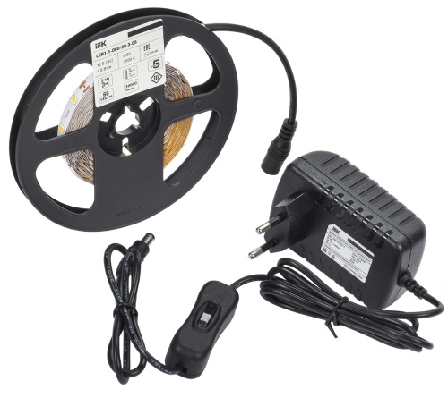 Комплект светодиодной подсветки "Сделай сам" (лента LED 5м LSR-2835W60-4,8-IP20-12В + драйвер + выключатель) | код LSR1-2-060-20-1-05-S1 | IEK