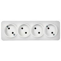 GLORY Розетка 4-местная для открытой установки без заземления без защитных шторок 10А РС24-2-ХБм белый матовый IEK | код ERH40-K01M-10 | IEK