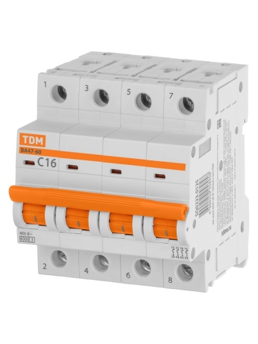 Авт. выкл. ВА47-60 4Р 16А 6кА х-ка С TDM | код SQ0223-0125 | TDM Авт. выкл. ВА47-60 4Р 16А 6кА х-ка С TDM | код SQ0223-0125 | TDM